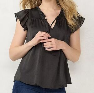 LC Lauren Conrad Ruffle V-Neck Top Sz XS